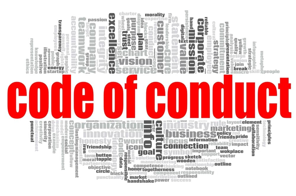 Image shows a bold “Code of Conduct” graphic, illustrating how underage drinking can trigger disciplinary action under the university’s student conduct rules.